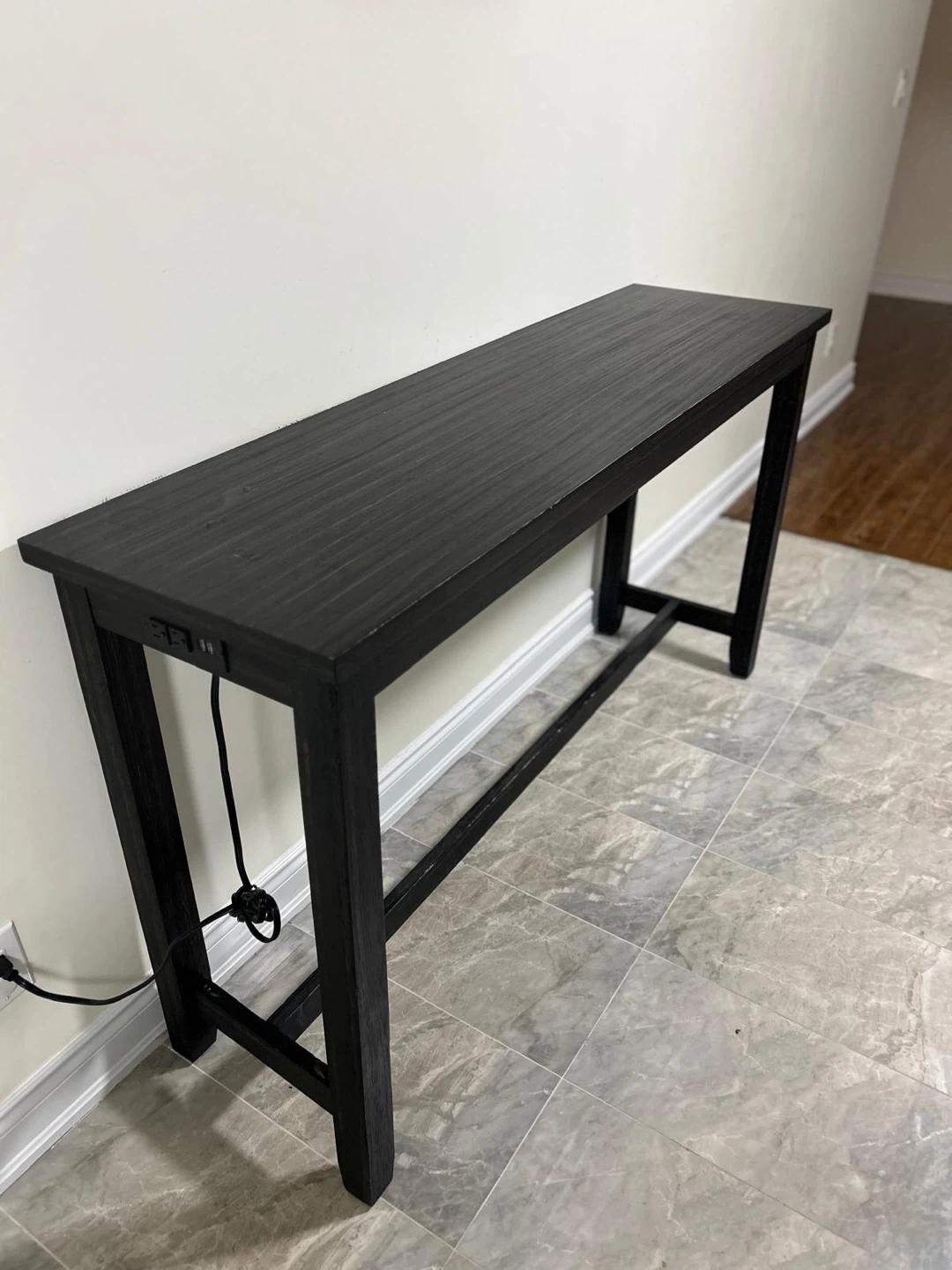 Black Wooden Console Table with USB Ports - photo 2