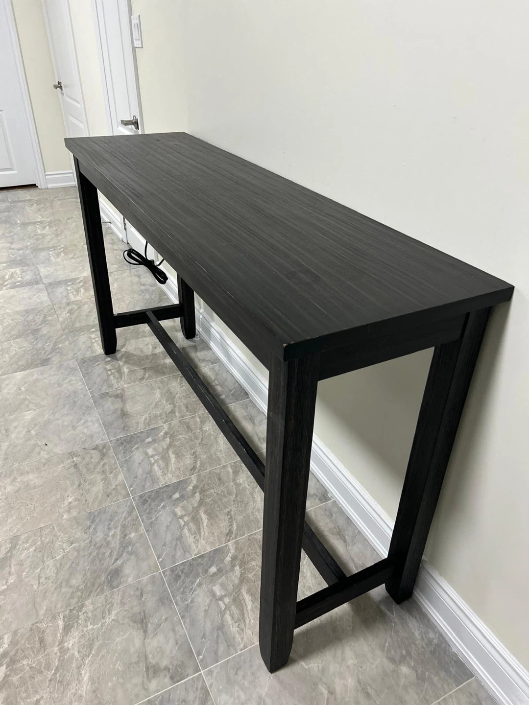 Black Wooden Console Table with USB Ports