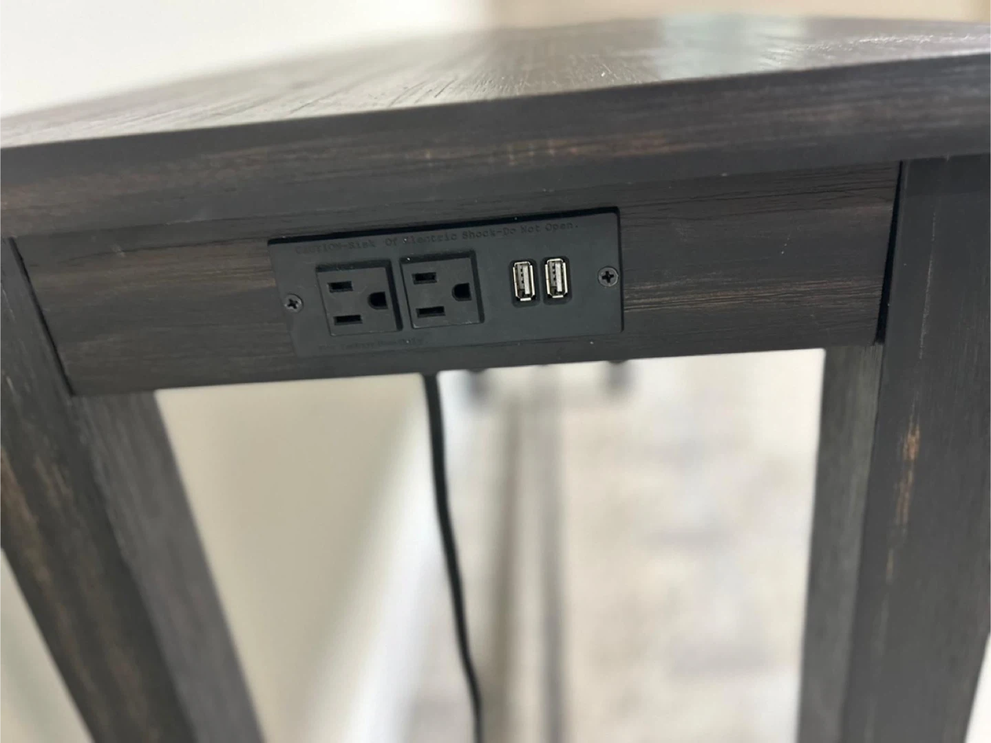 Black Wooden Console Table with USB Ports - photo 4