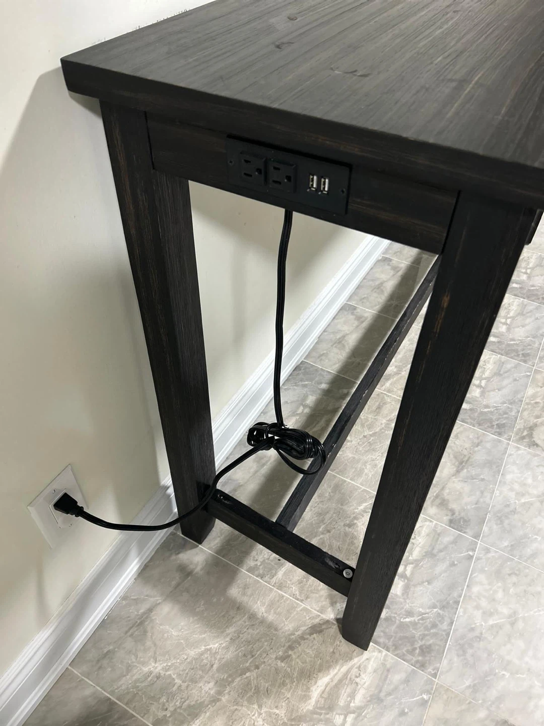 Black Wooden Console Table with USB Ports - photo 5