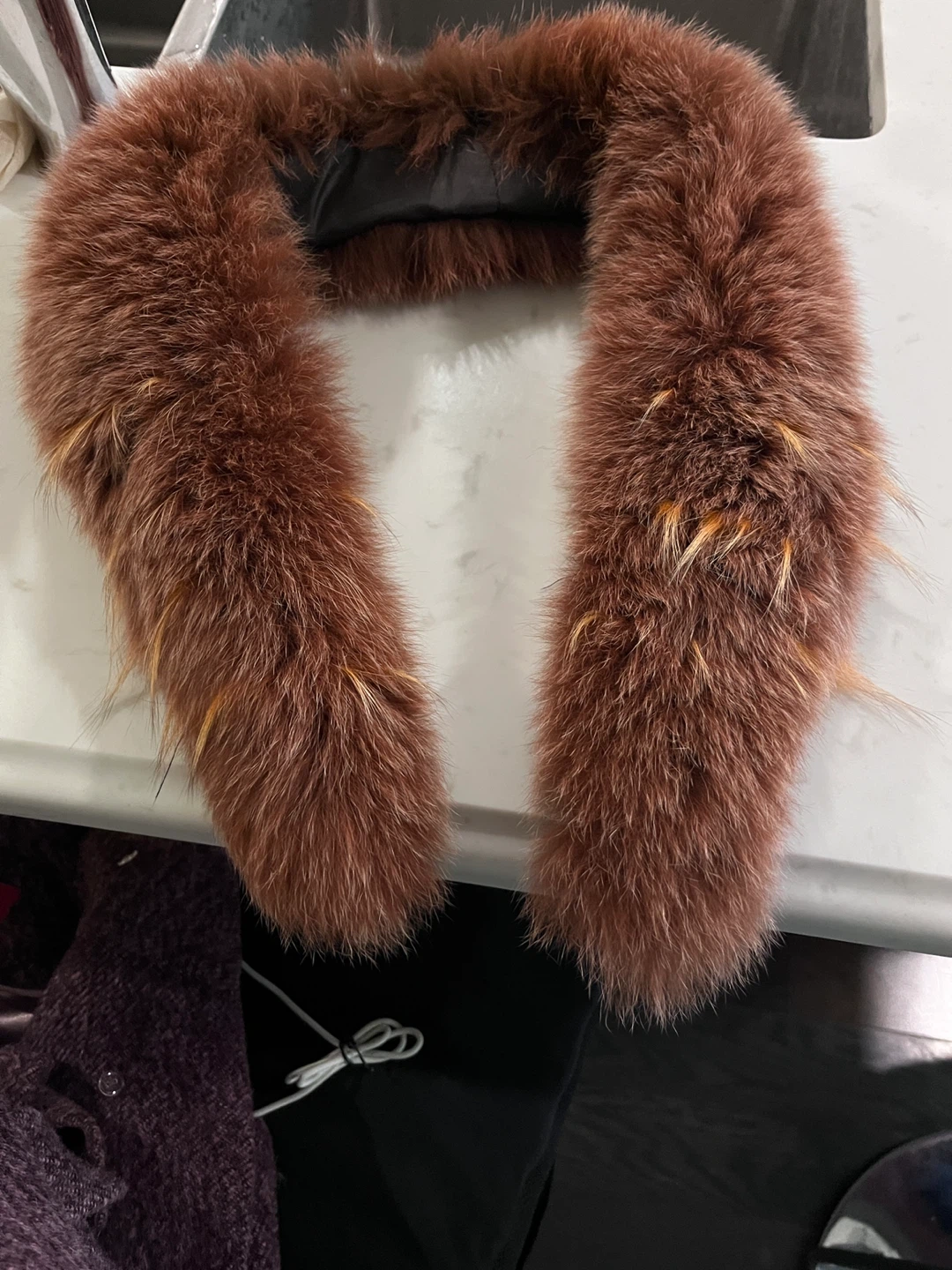 Mid long Wool Blend Coat with real fur collar - photo 4