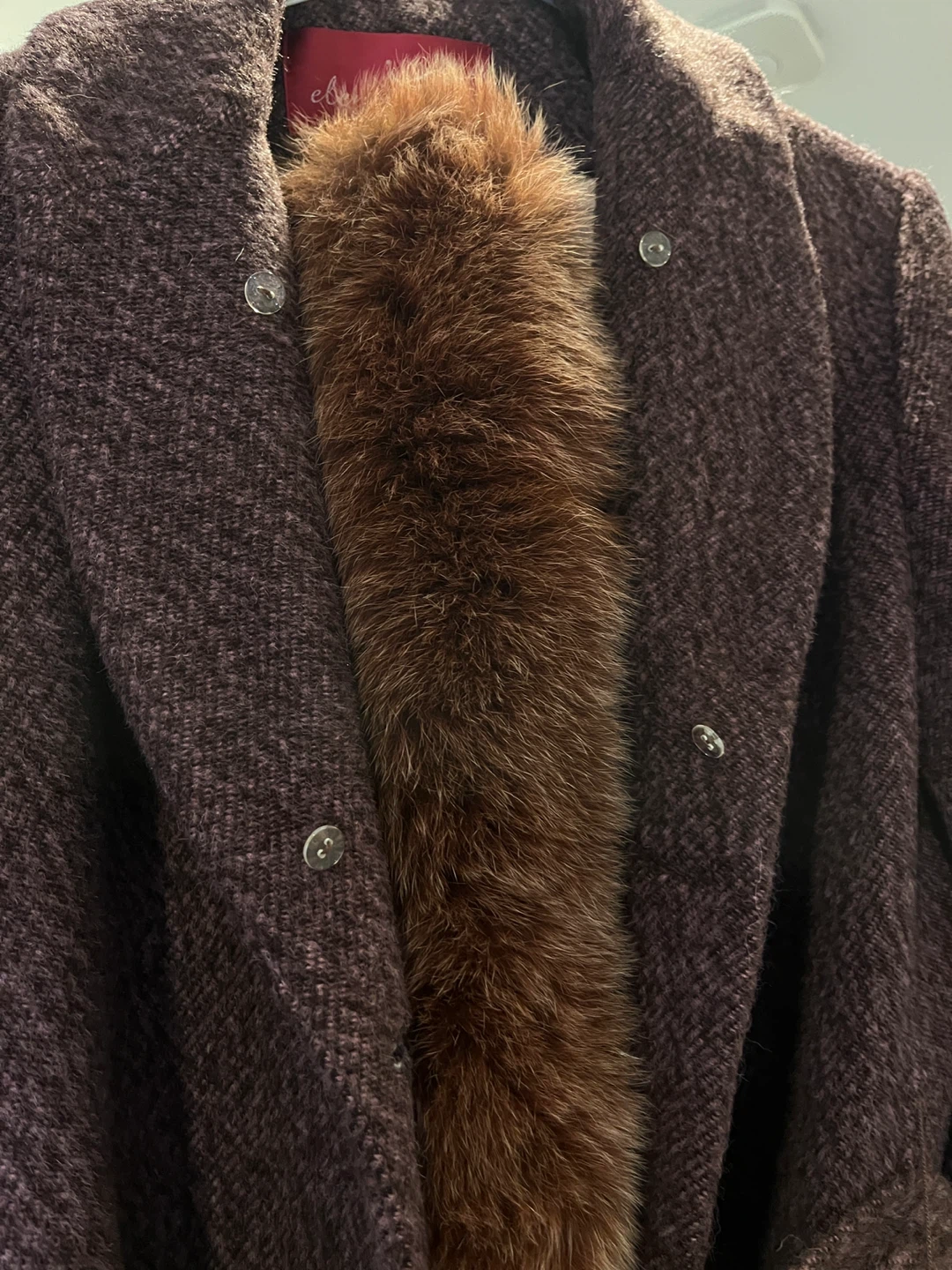 Mid long Wool Blend Coat with real fur collar - photo 3