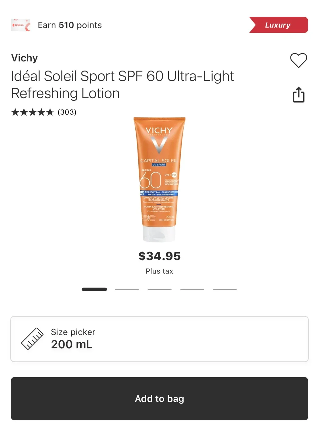 Vichy Idéal Soleil Sport SPF 60 Lotion - 200ml image indicator(2)