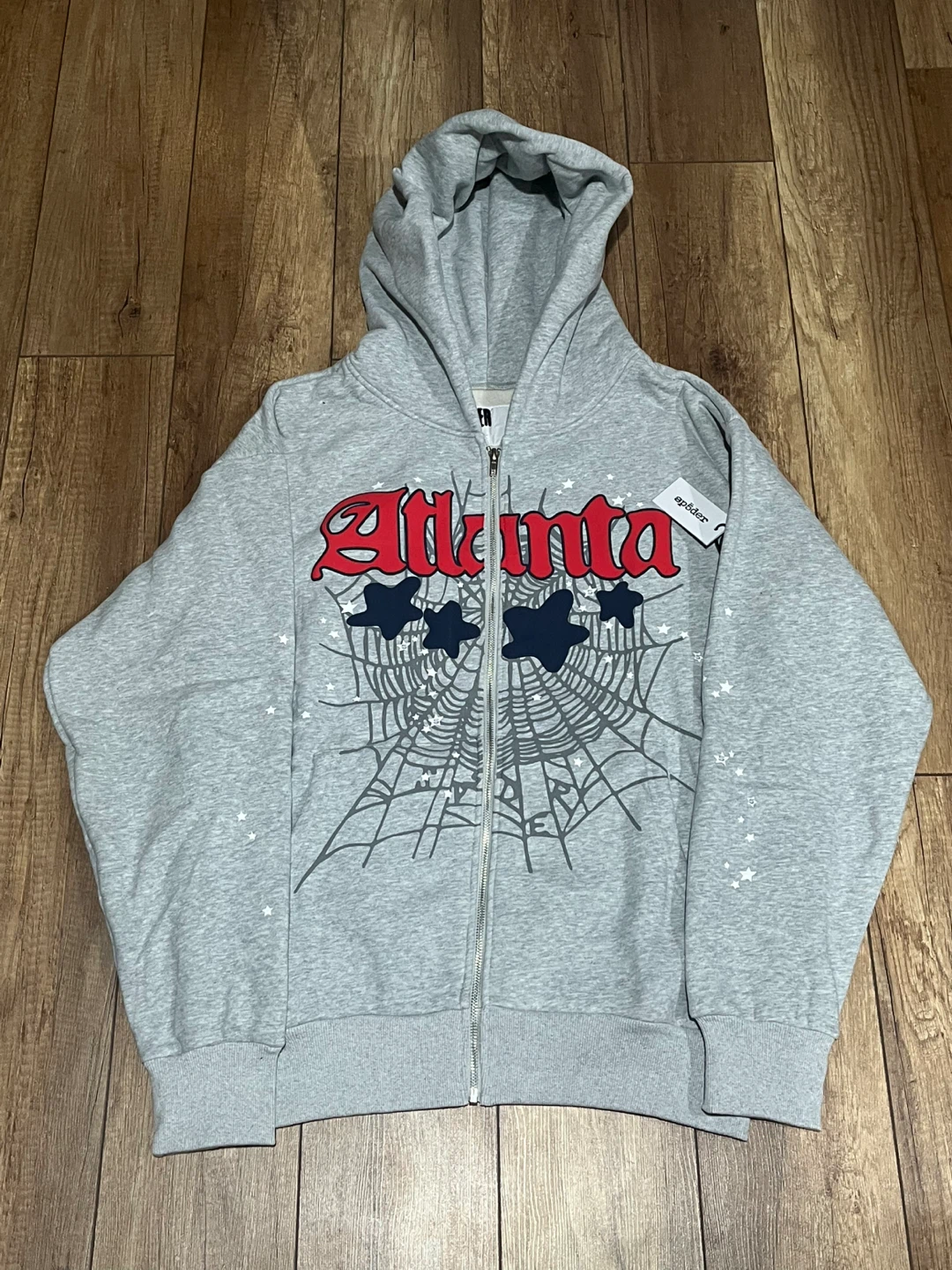 Sp5der Heather Gray Atlanta Zipper Hoodie