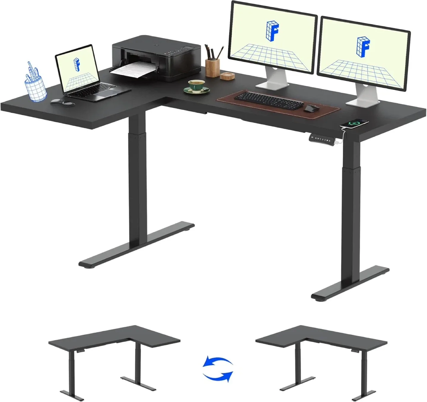 L-Shaped Standing Desk ( FREE Office Chair + Anti- Fatigue Mat) image indicator(4)