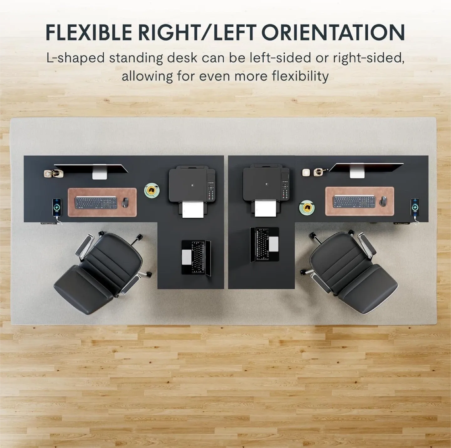 L-Shaped Standing Desk ( FREE Office Chair + Anti- Fatigue Mat) image indicator(3)