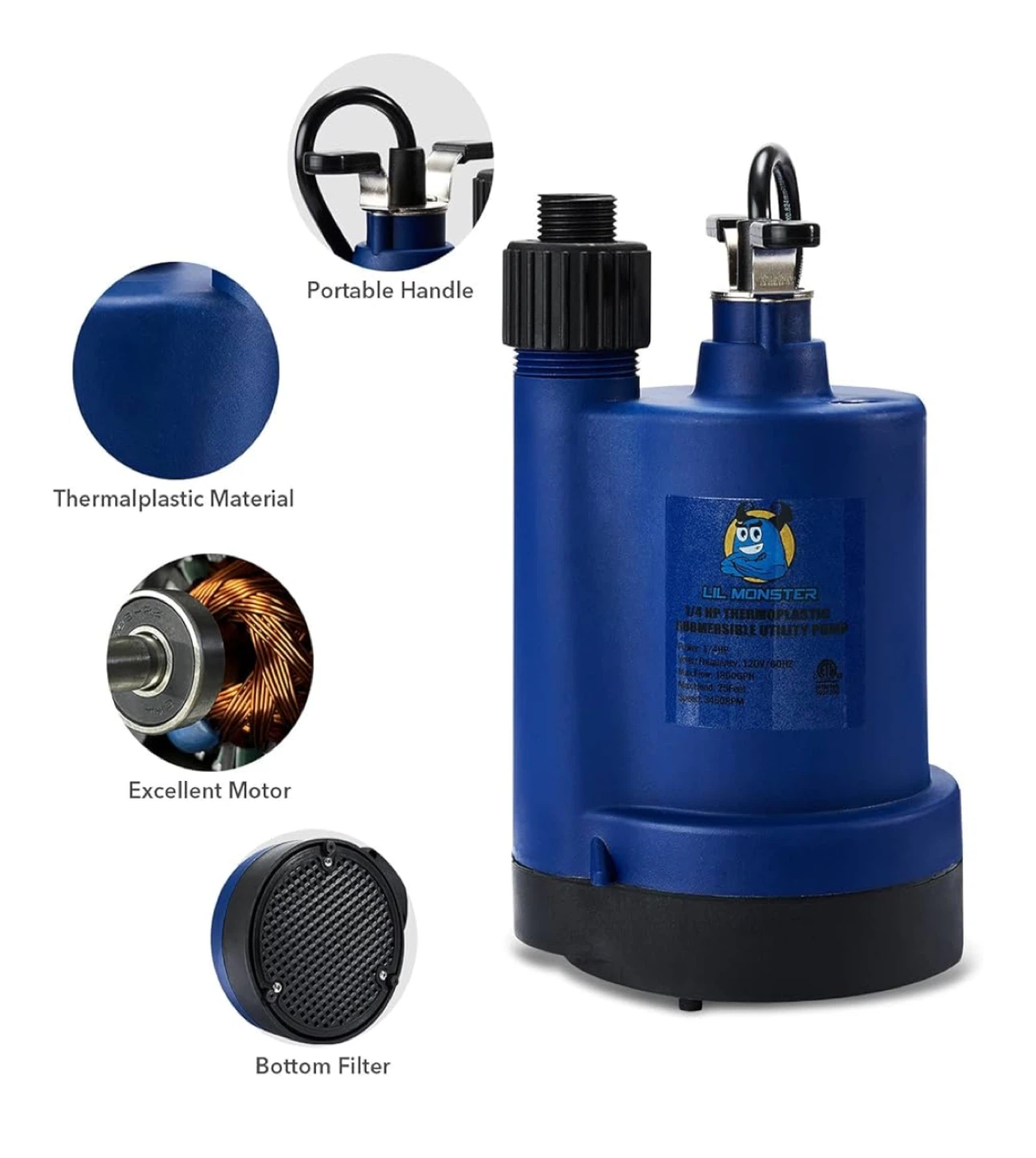 Lil Monster 1/4 HP Thermoplastic Utility Pump - photo 3
