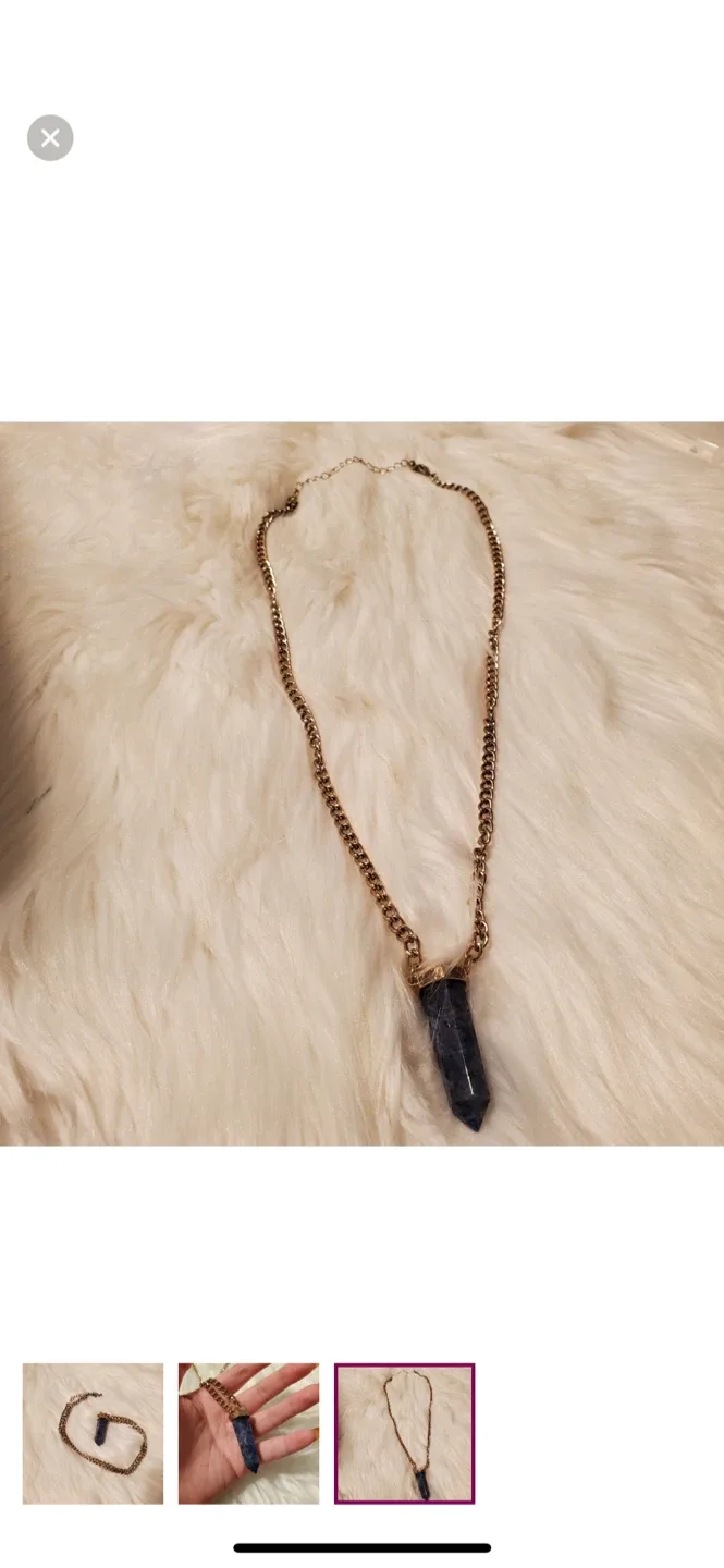Blue Stone Point Gold Chain Necklace image indicator(3)