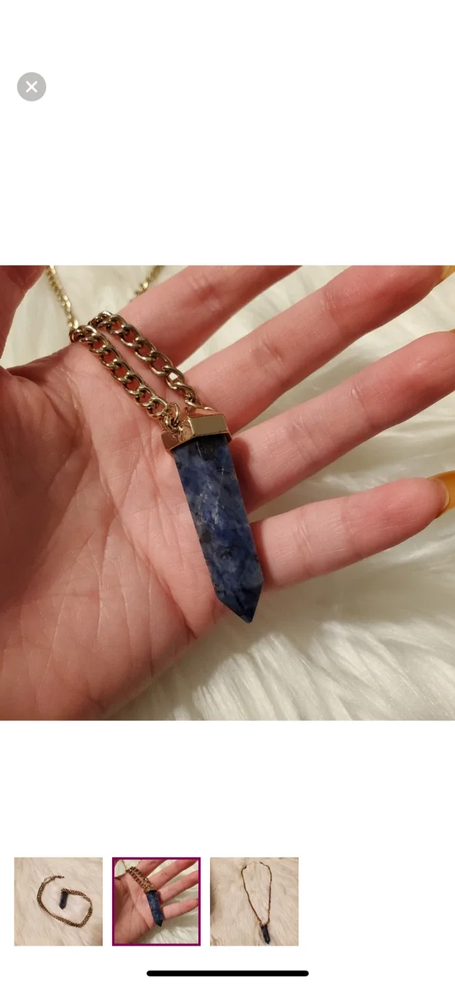 Blue Stone Point Gold Chain Necklace image indicator(2)