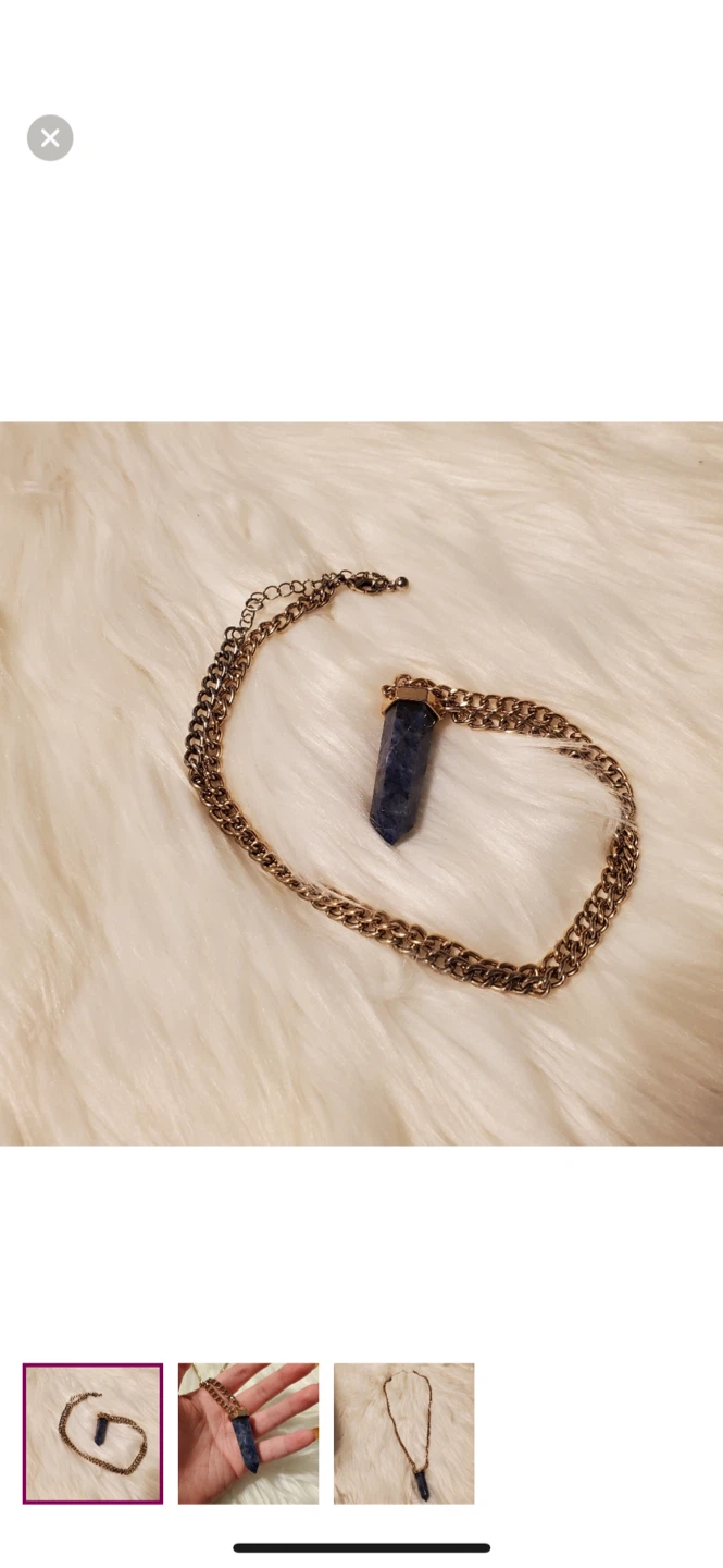Blue Stone Point Gold Chain Necklace