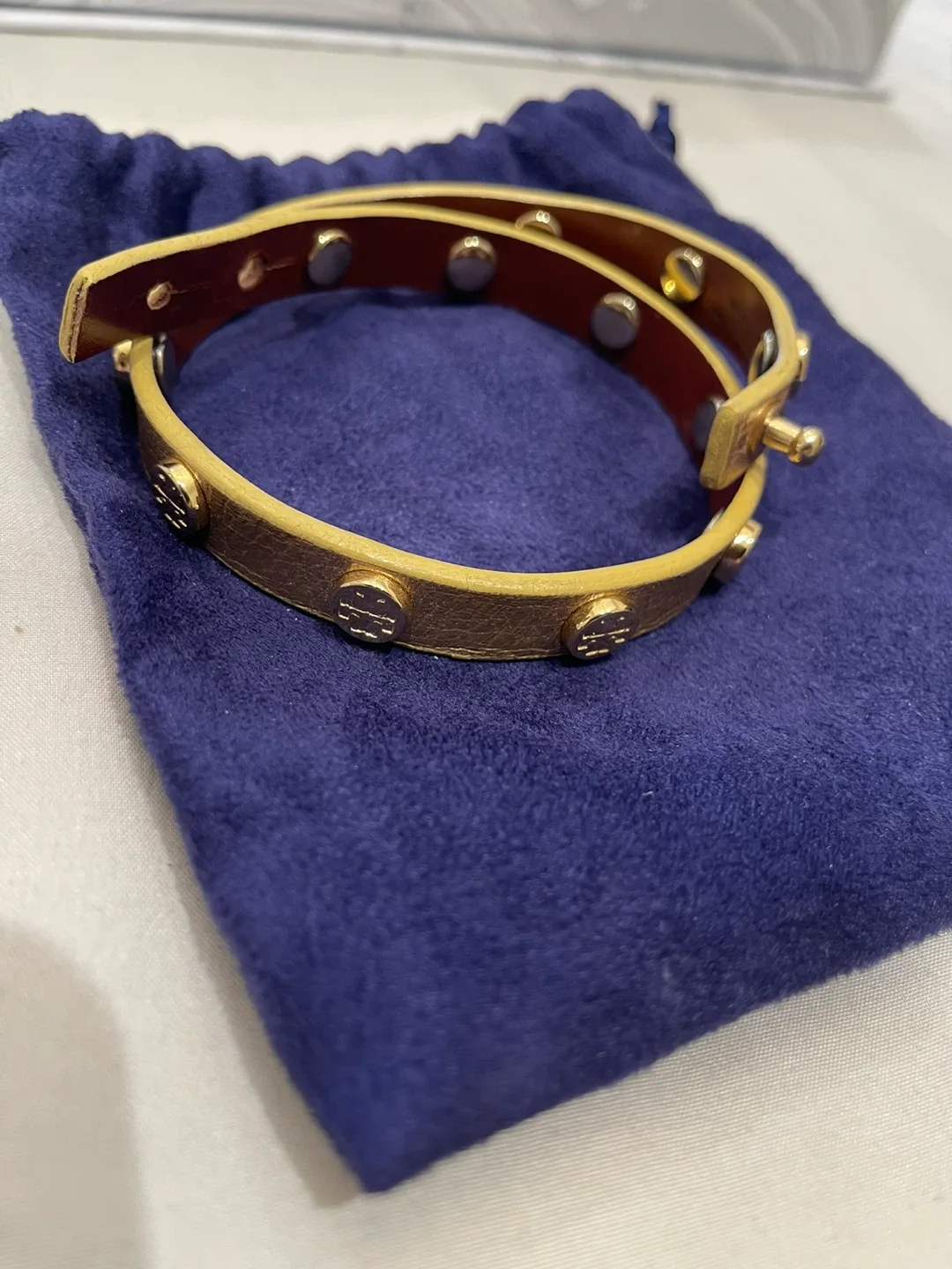 Tory Burch Gold Leather Wrap Bracelet image indicator(2)