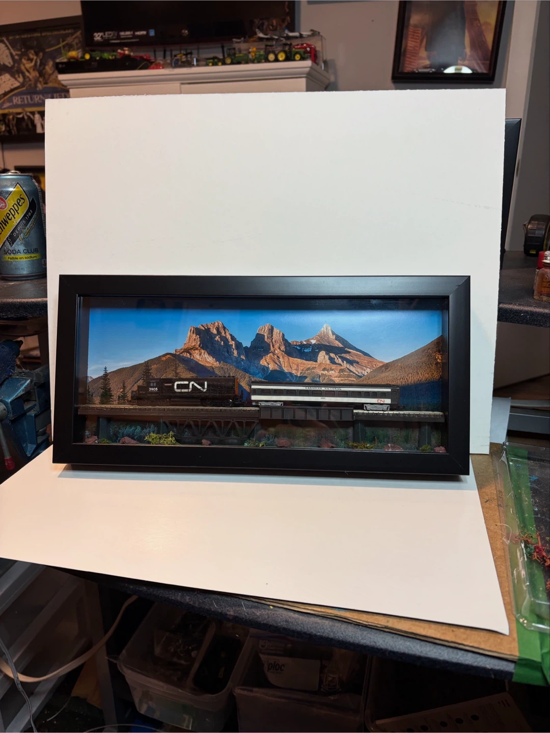 Framed CN Train Diorama