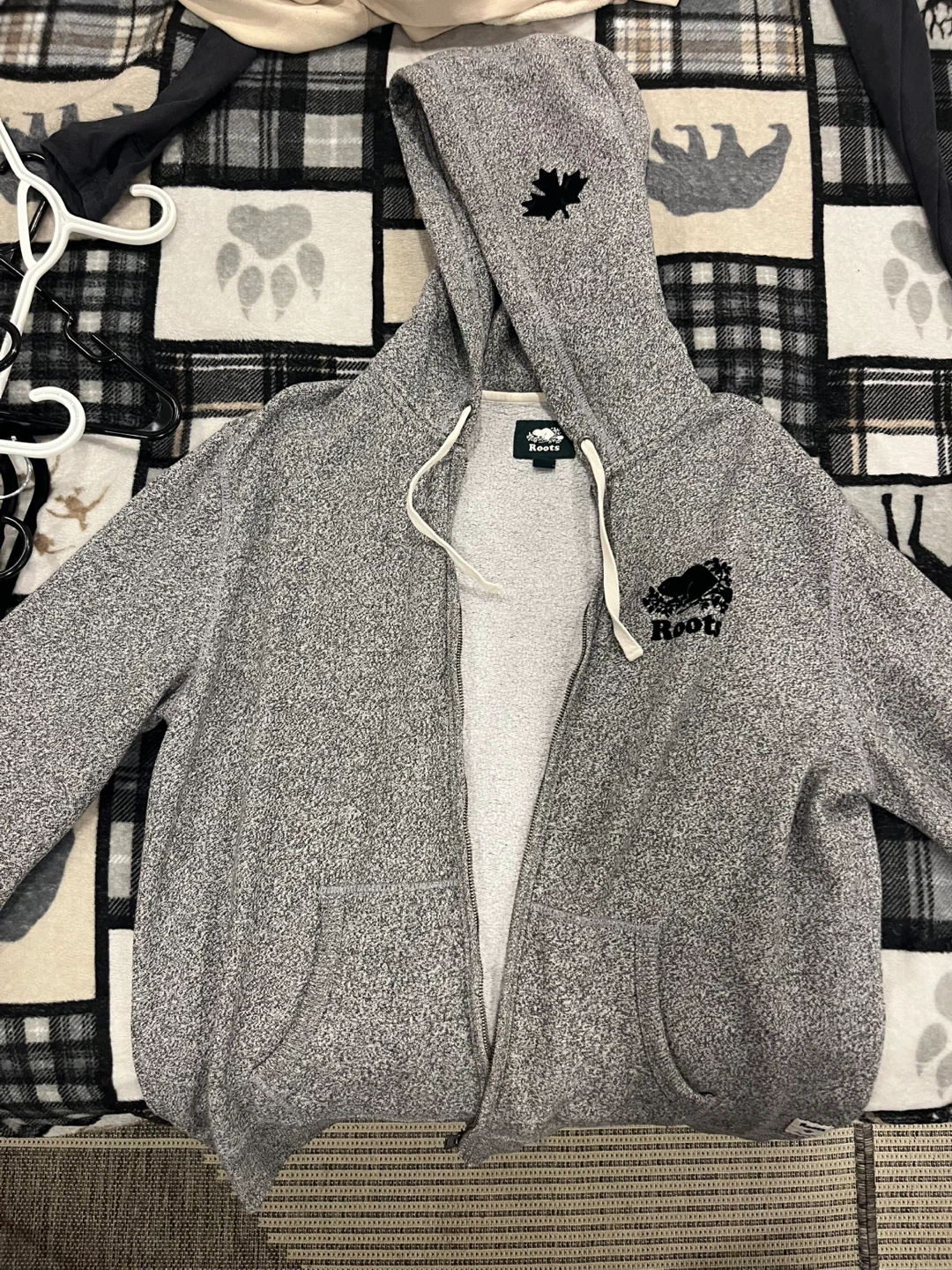 Roots Salt & Pepper Zip Up Hoodie - XL