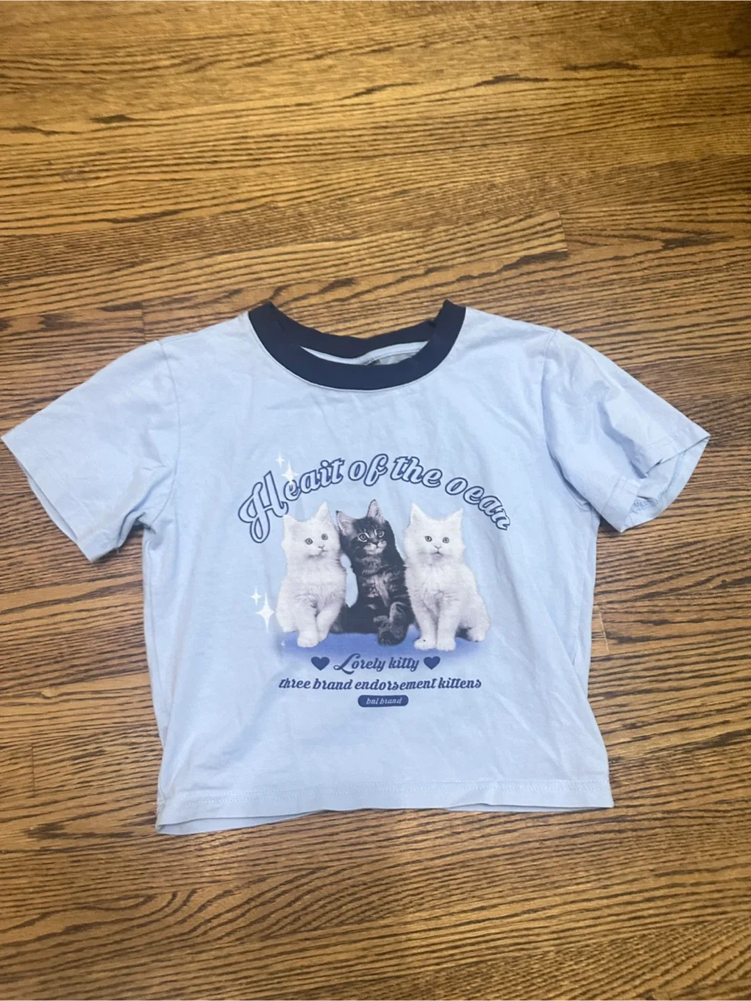 Light Blue 'Lovely Kitty' Graphic Tee thumbnail