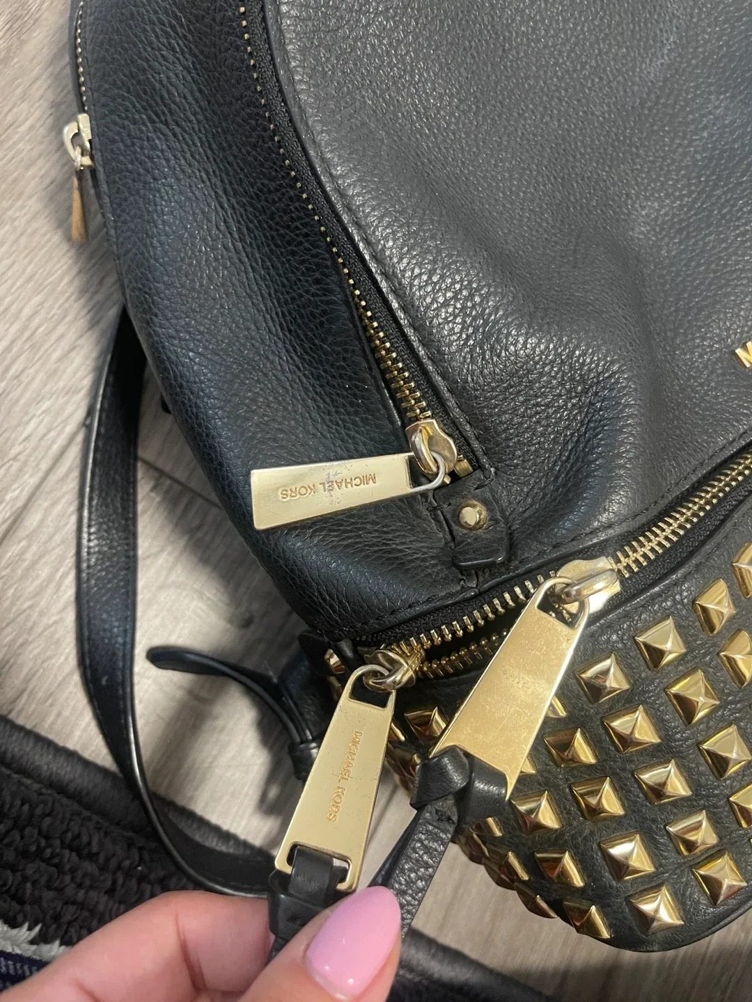 Michael Kors Black Leather Studded Backpack image indicator(5)