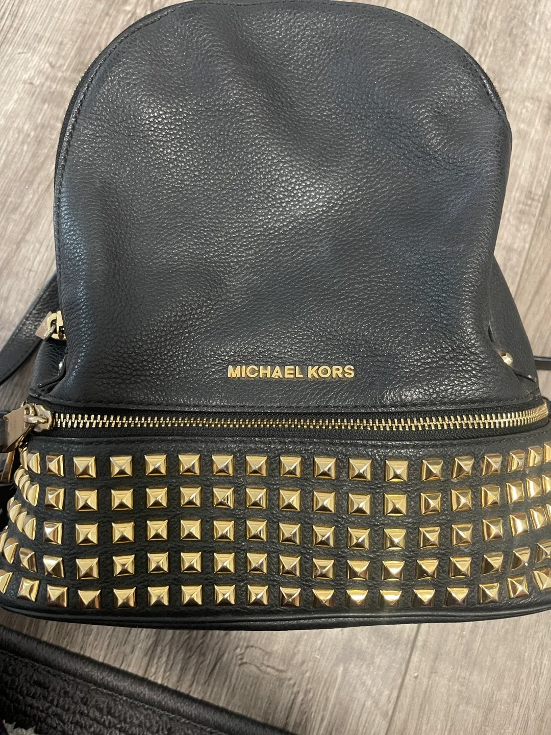 Michael Kors Black Leather Studded Backpack image indicator(4)