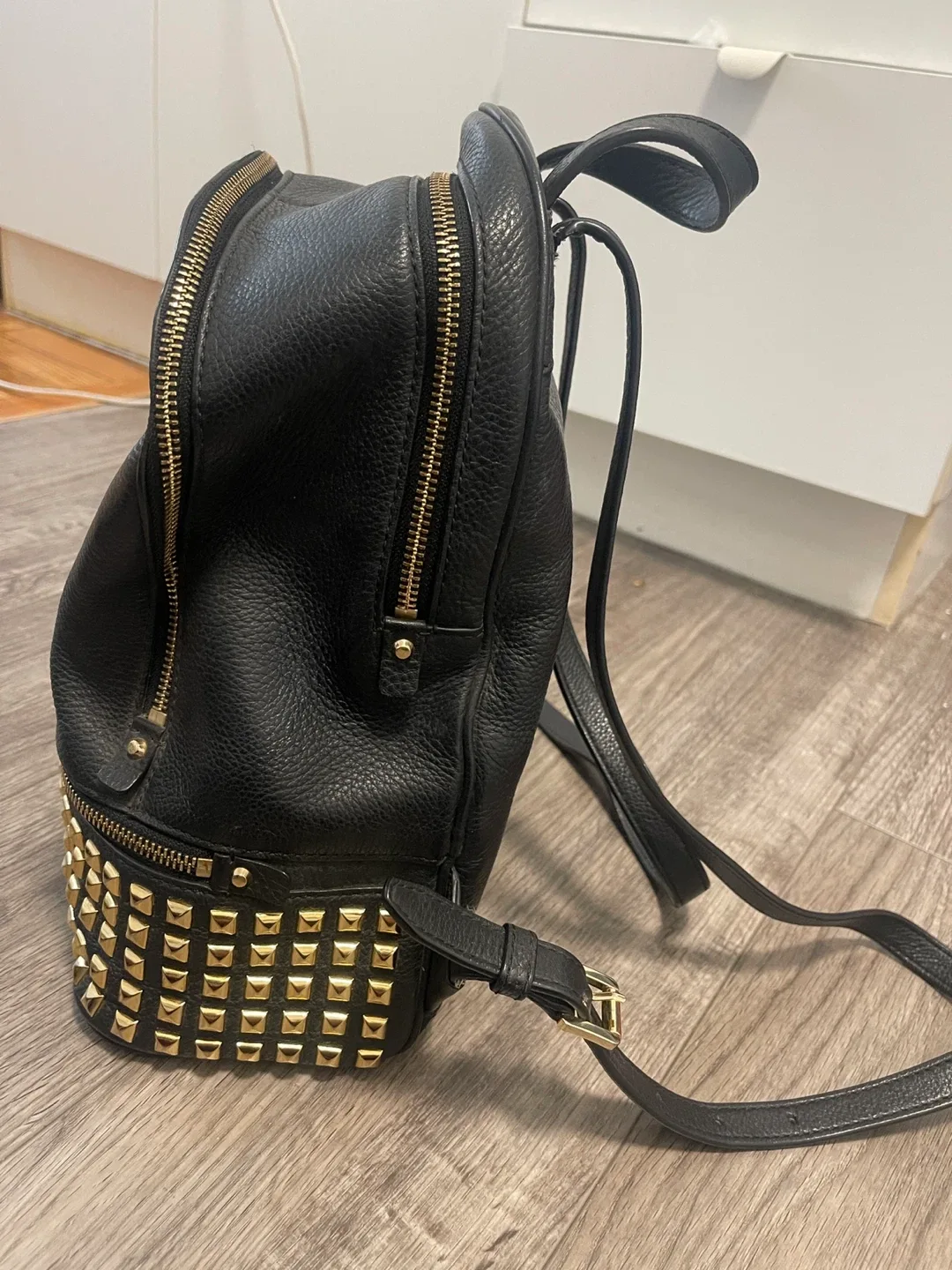 Michael Kors Black Leather Studded Backpack image indicator(2)