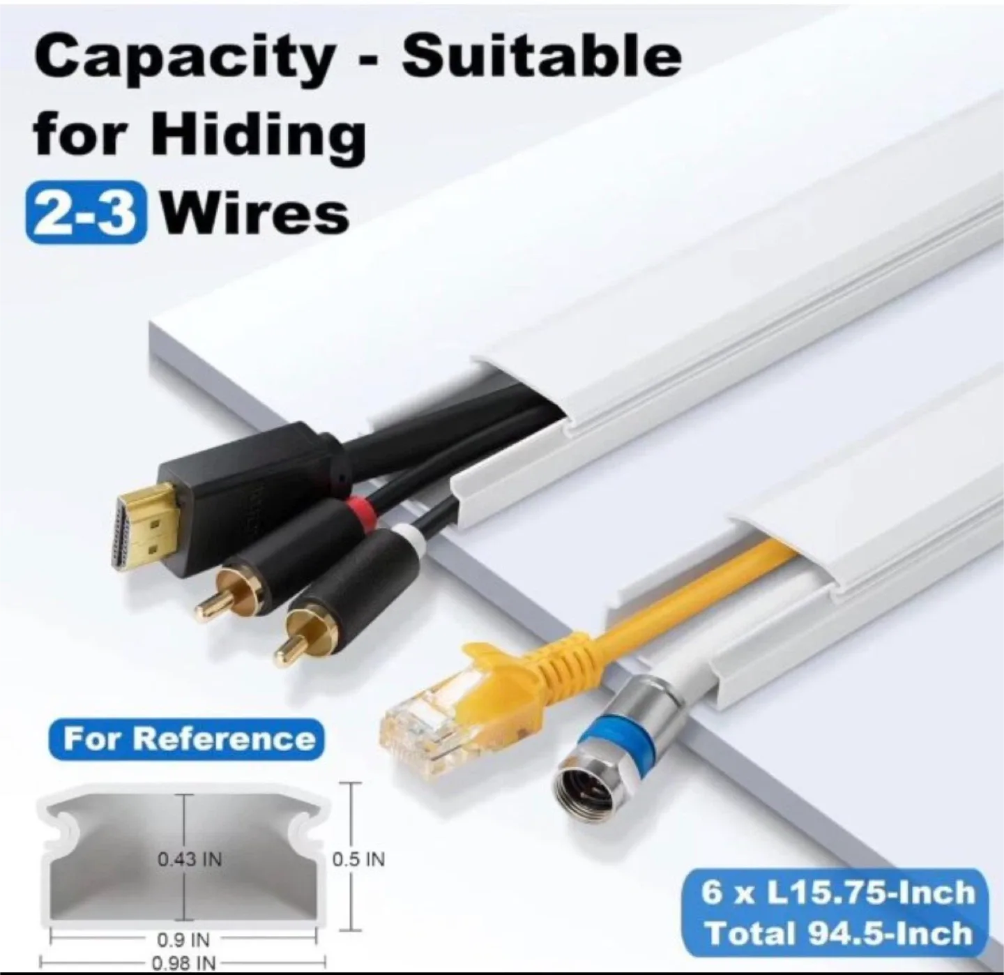 ZHIYO Wall Cord Cover Kit, White image indicator(3)