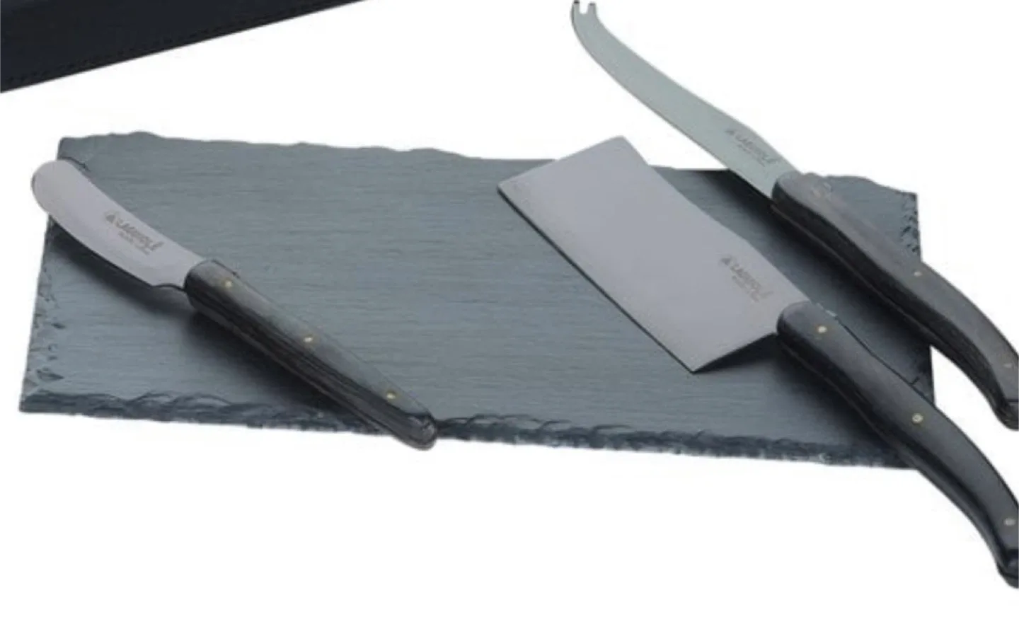 Laguiole Black Collection Cheese Knife Set with slate tray image indicator(3)