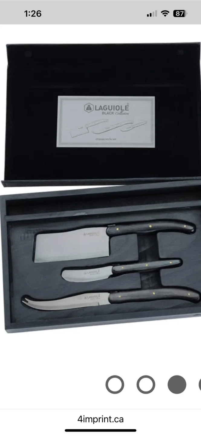 Laguiole Black Collection Cheese Knife Set with slate tray image indicator(2)