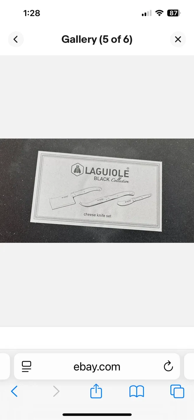 Laguiole Black Collection Cheese Knife Set with slate tray image indicator(4)