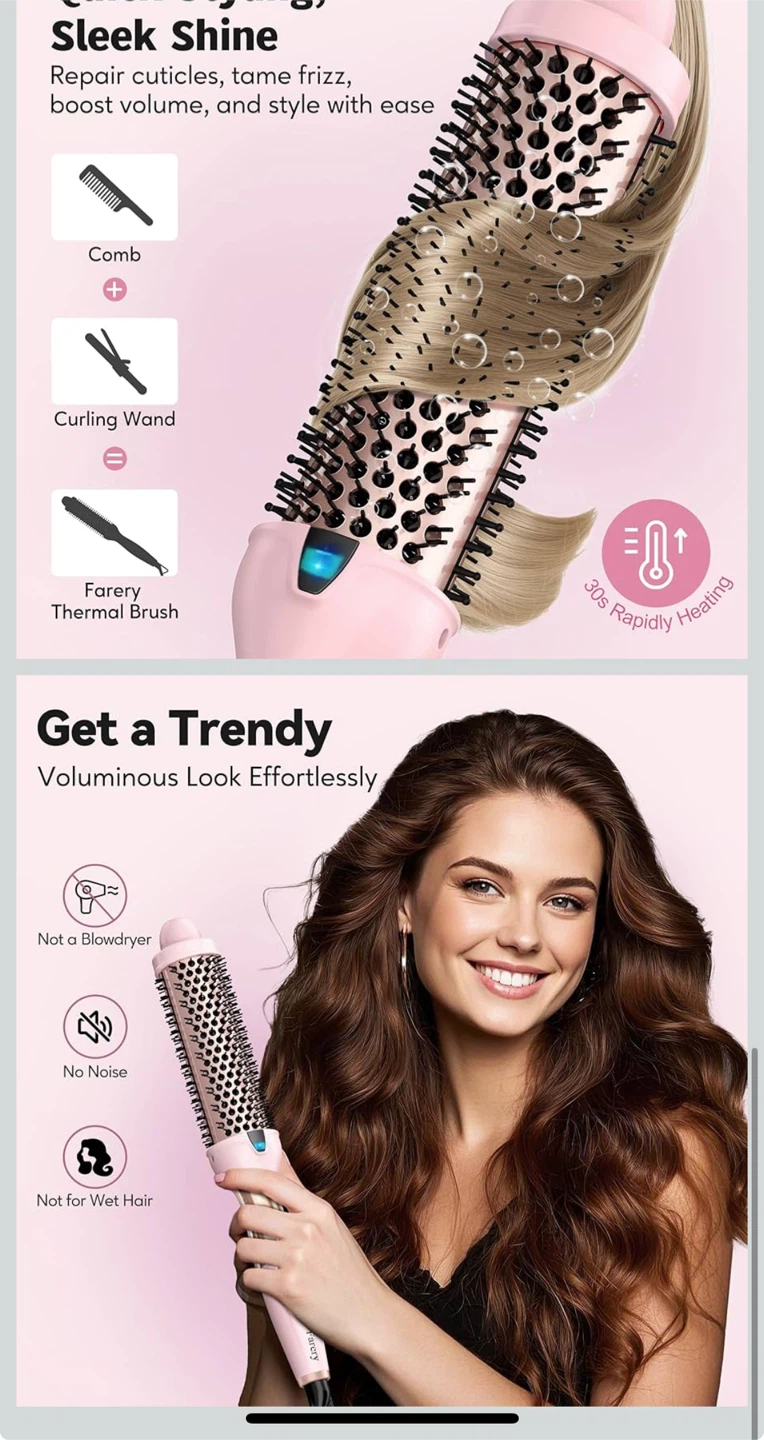 Farery Thermal Brush, 1.5 Inch Hot Curling Wand - photo 4