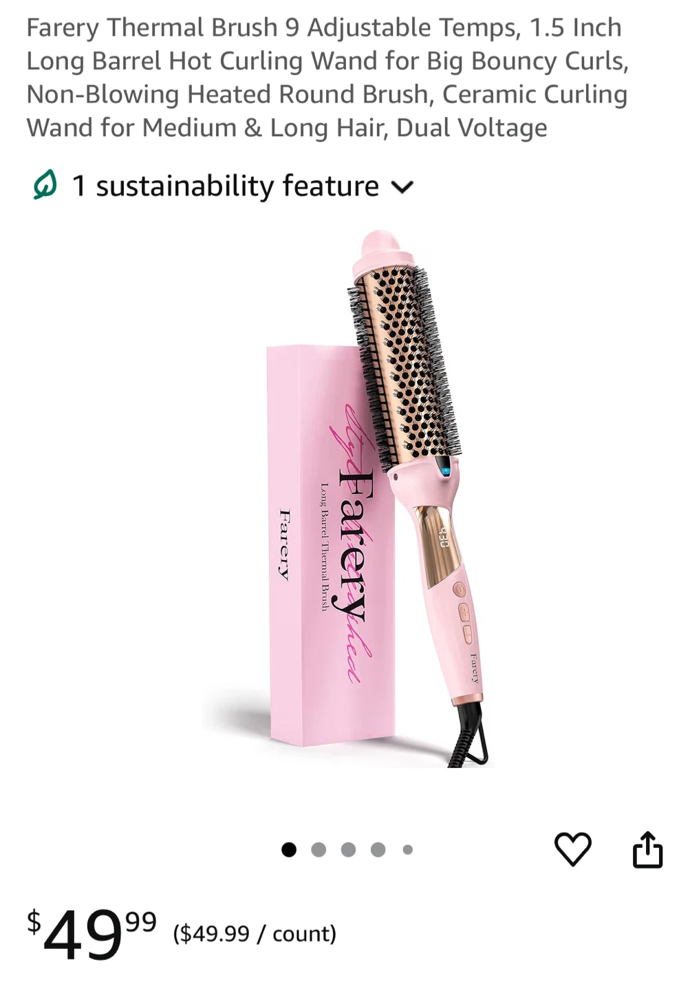 Farery Thermal Brush, 1.5 Inch Hot Curling Wand