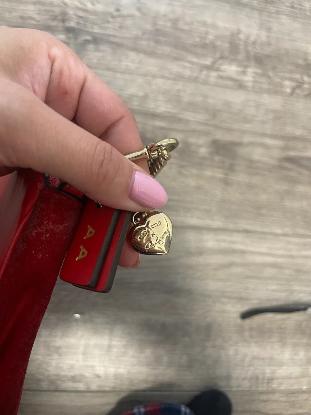 Coach Red Leather Clutch with Chain Strap image indicator(2)