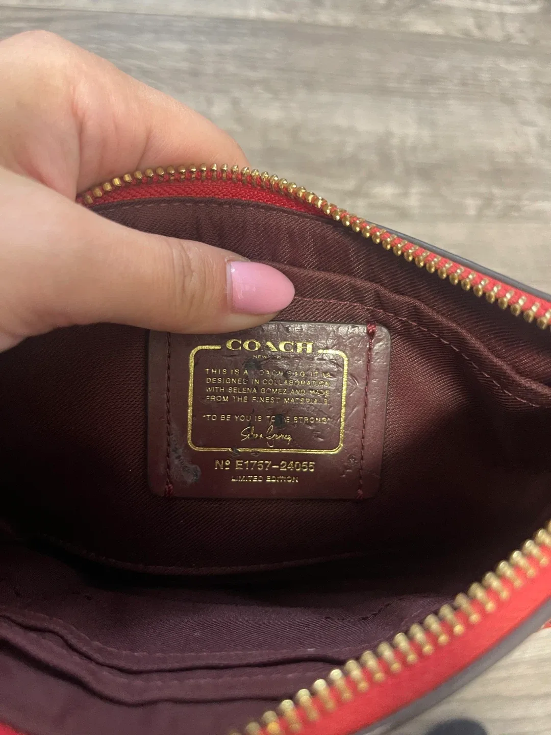 Coach Red Leather Clutch with Chain Strap image indicator(4)