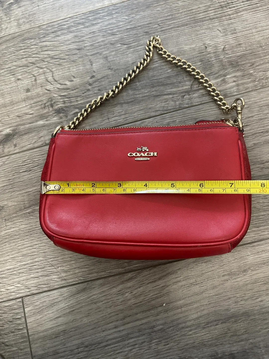 Coach Red Leather Clutch with Chain Strap image indicator(6)