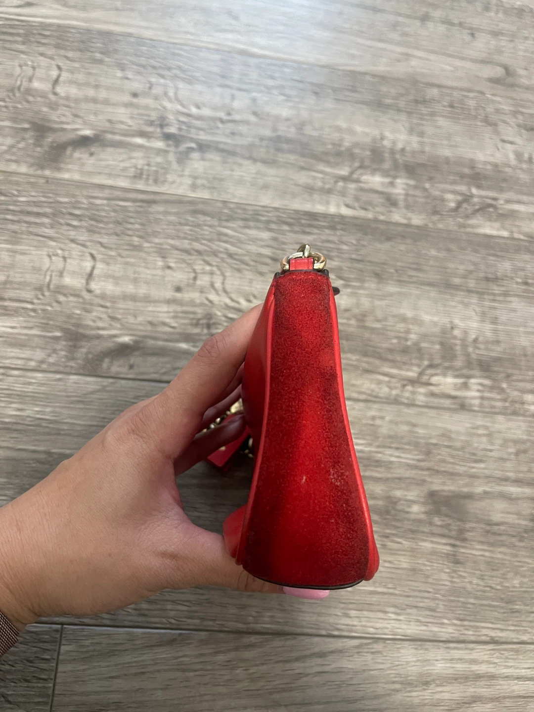 Coach Red Leather Clutch with Chain Strap - photo 3