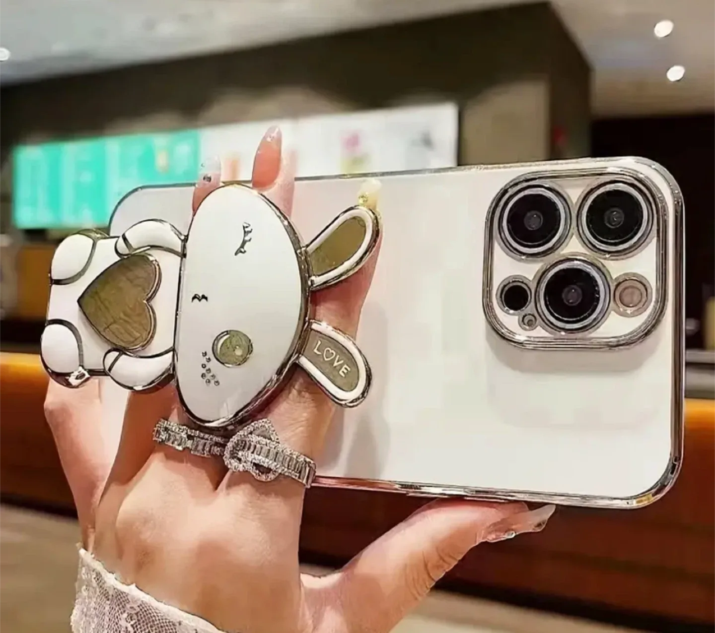 White iPhone 16 Pro Max Case with Bunny Design thumbnail