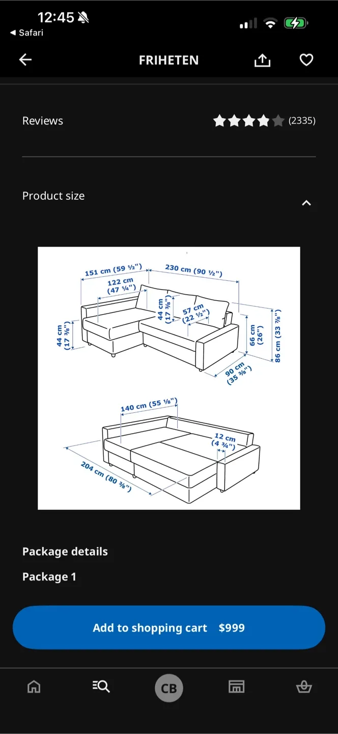 IKEA FRIHETEN Corner Sofa Bed - Skiftebo Dark Gray image indicator(7)