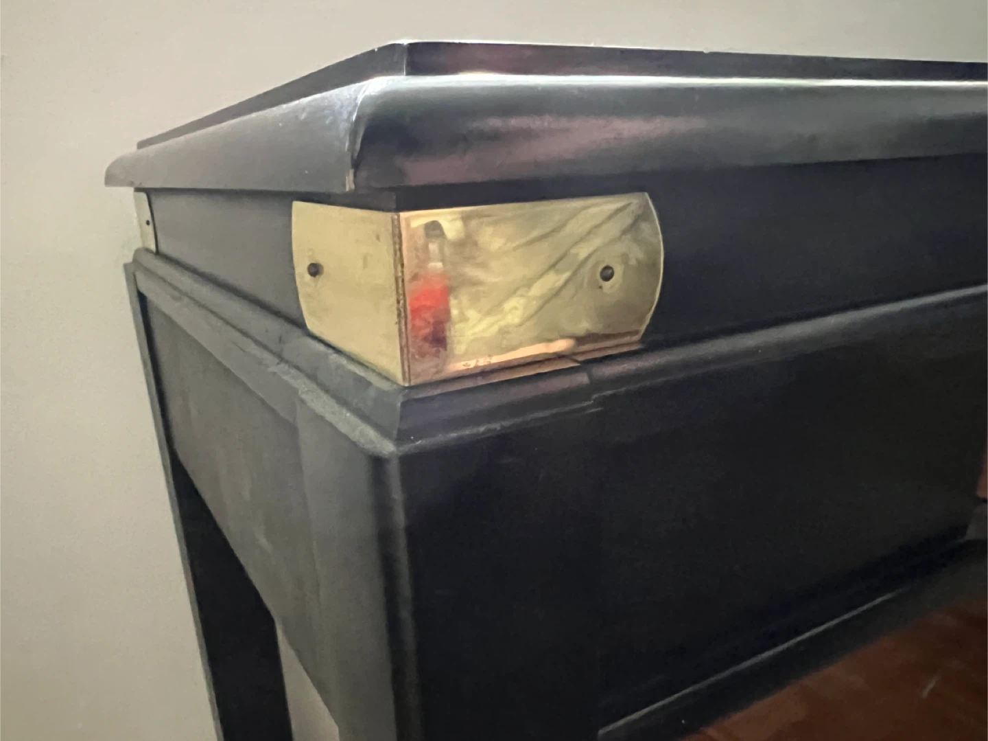 Black Wooden Desk with Brass Accents - photo 4