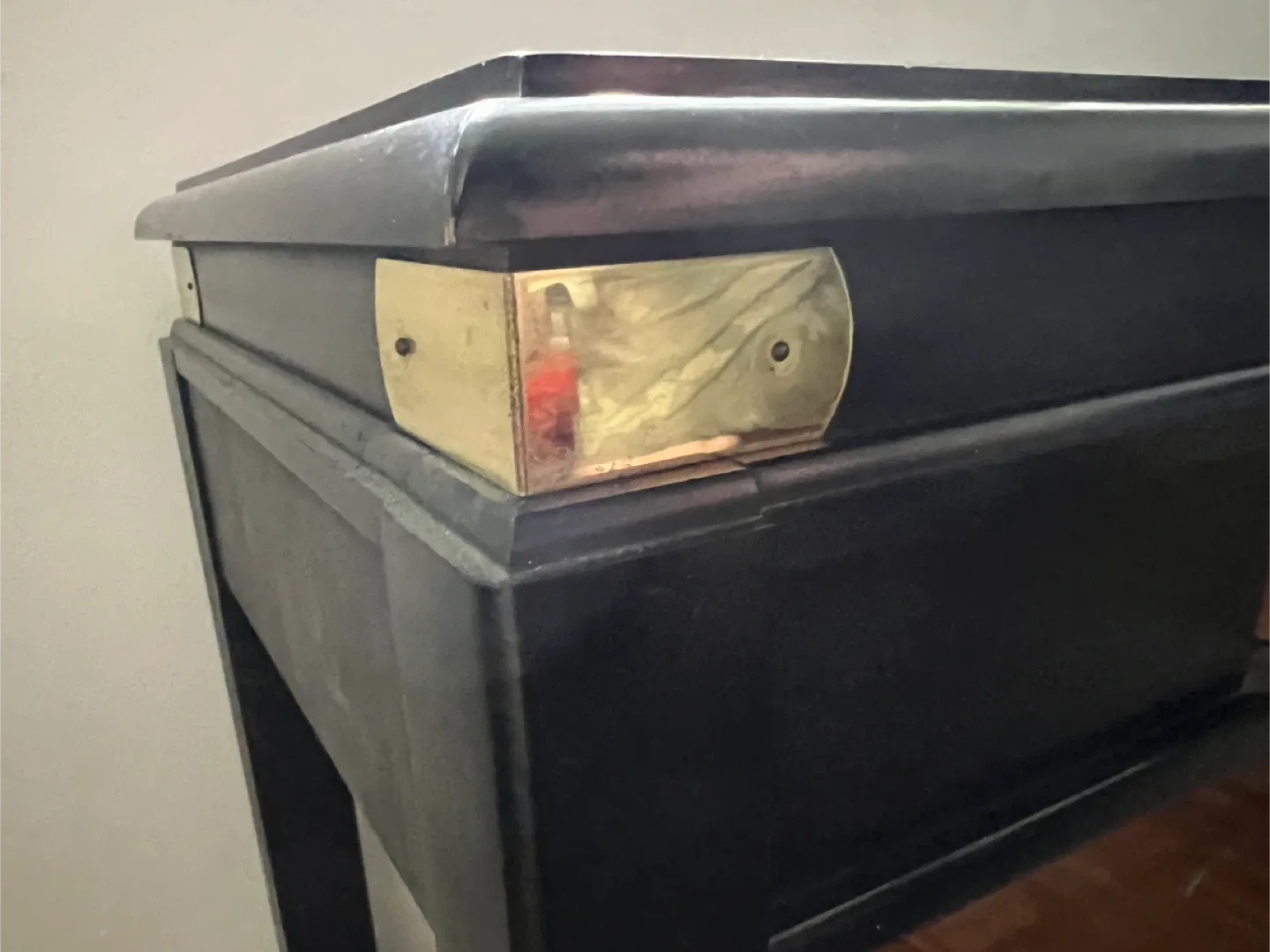 Black Wooden Desk with Brass Accents image indicator(4)