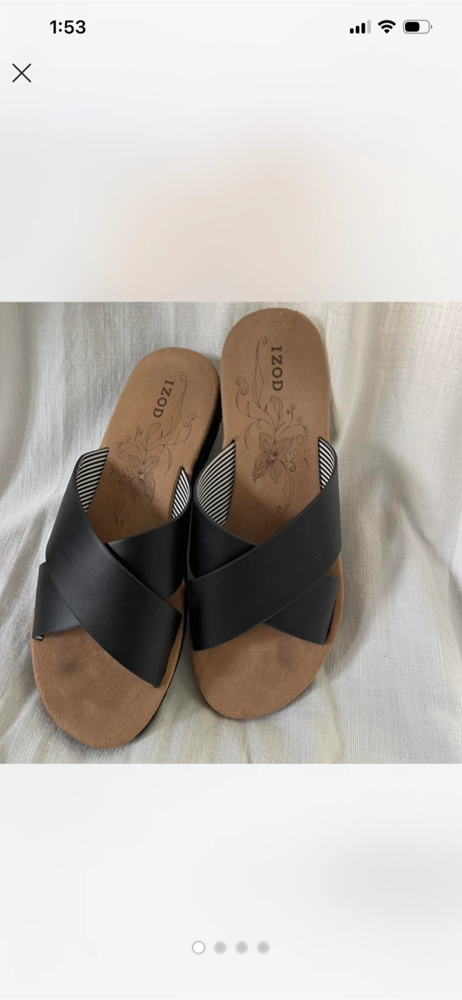IZOD Black Criss Cross Sandals - Size 7.5