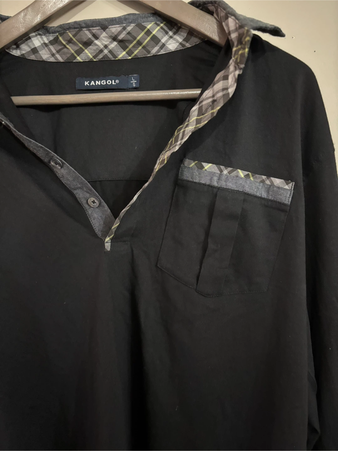 Kangol Black Long Sleeve Polo Shirt - Size L - photo 3