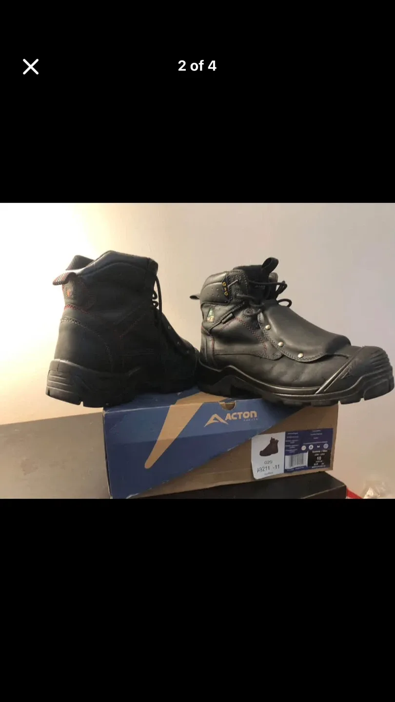Acton G2G Black 6" Work Boots - Size 10