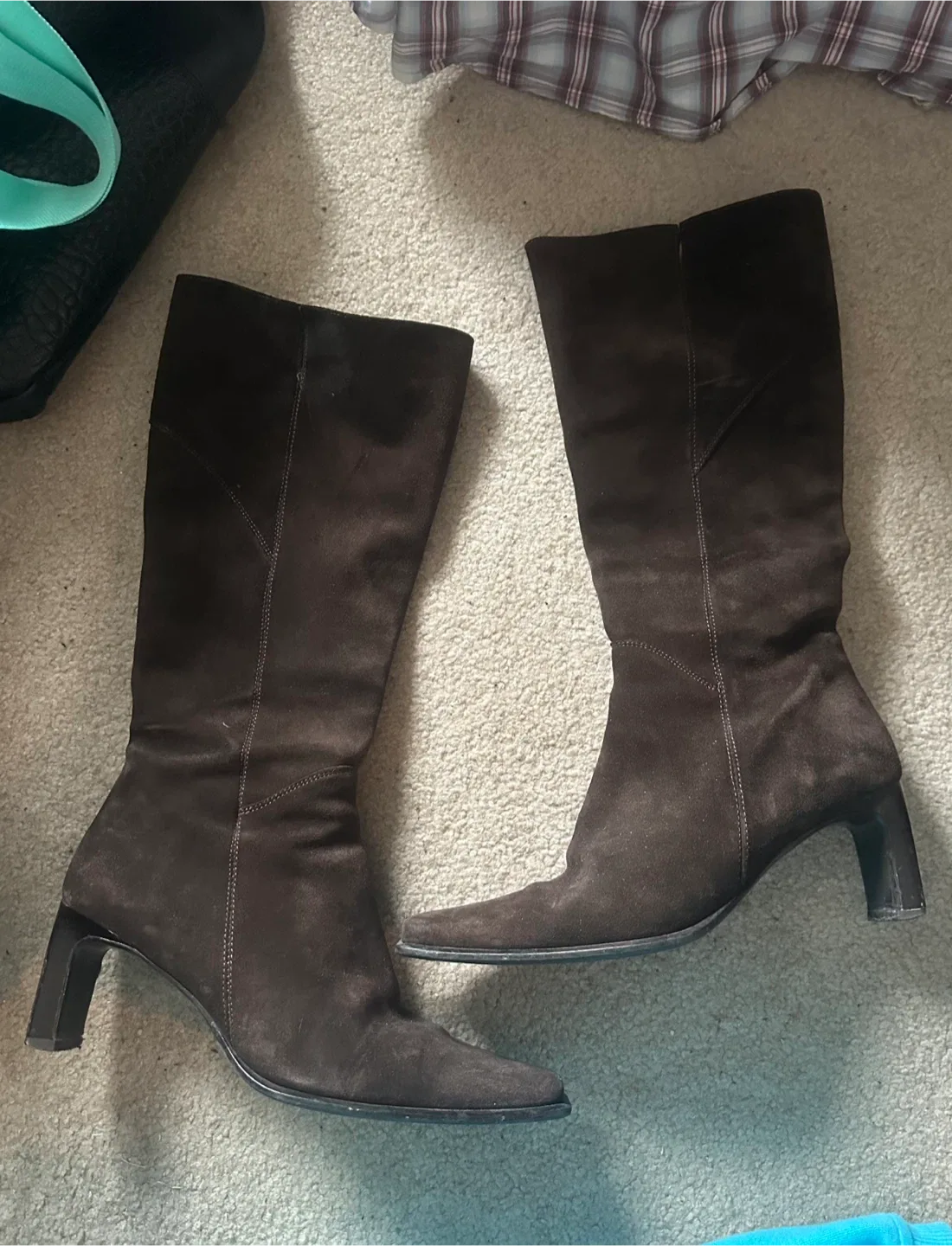 Brown Suede Knee High Boots - Size 37 thumbnail