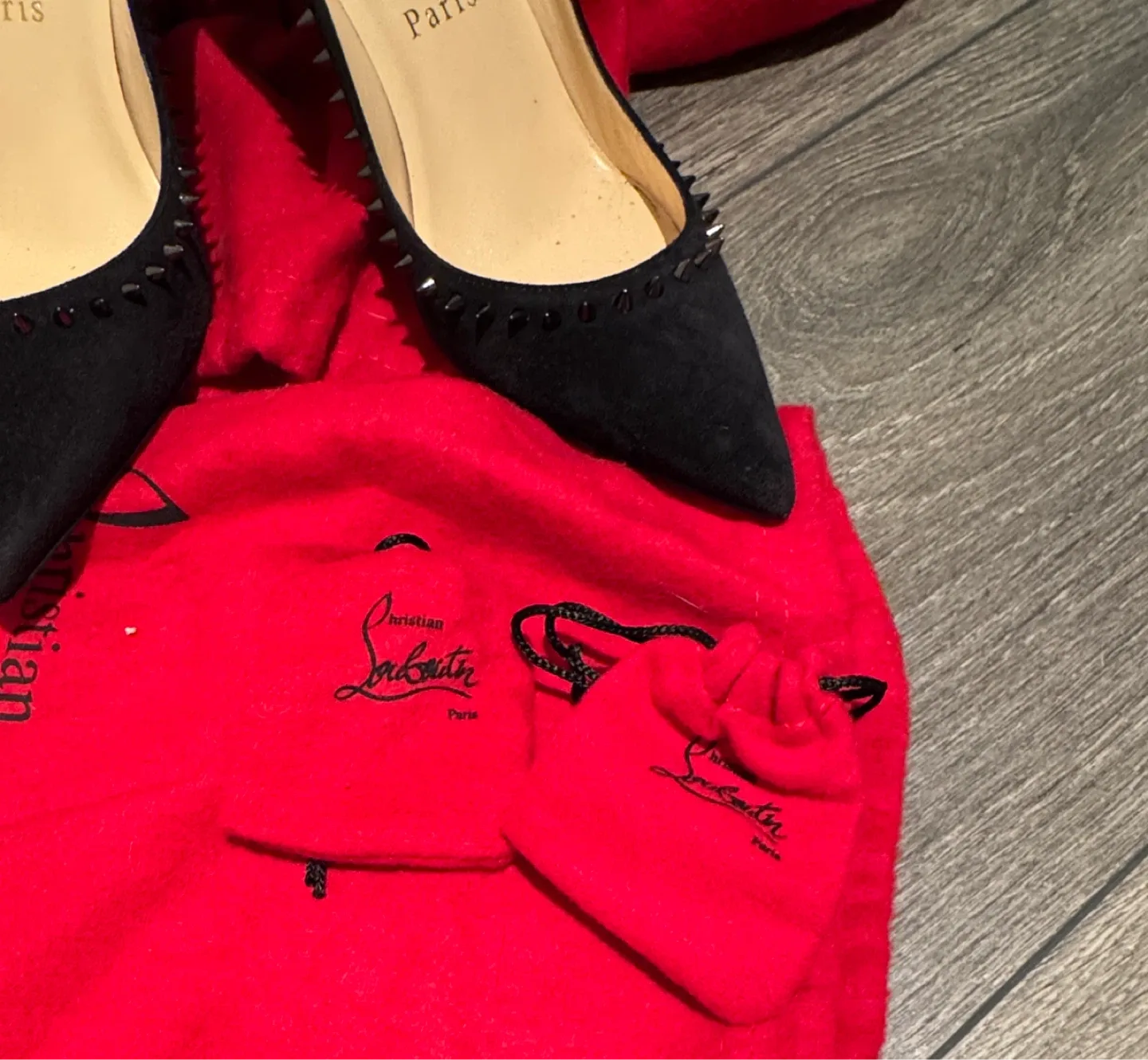 Christian Louboutin Black Suede Heels Size 34.5 image indicator(2)