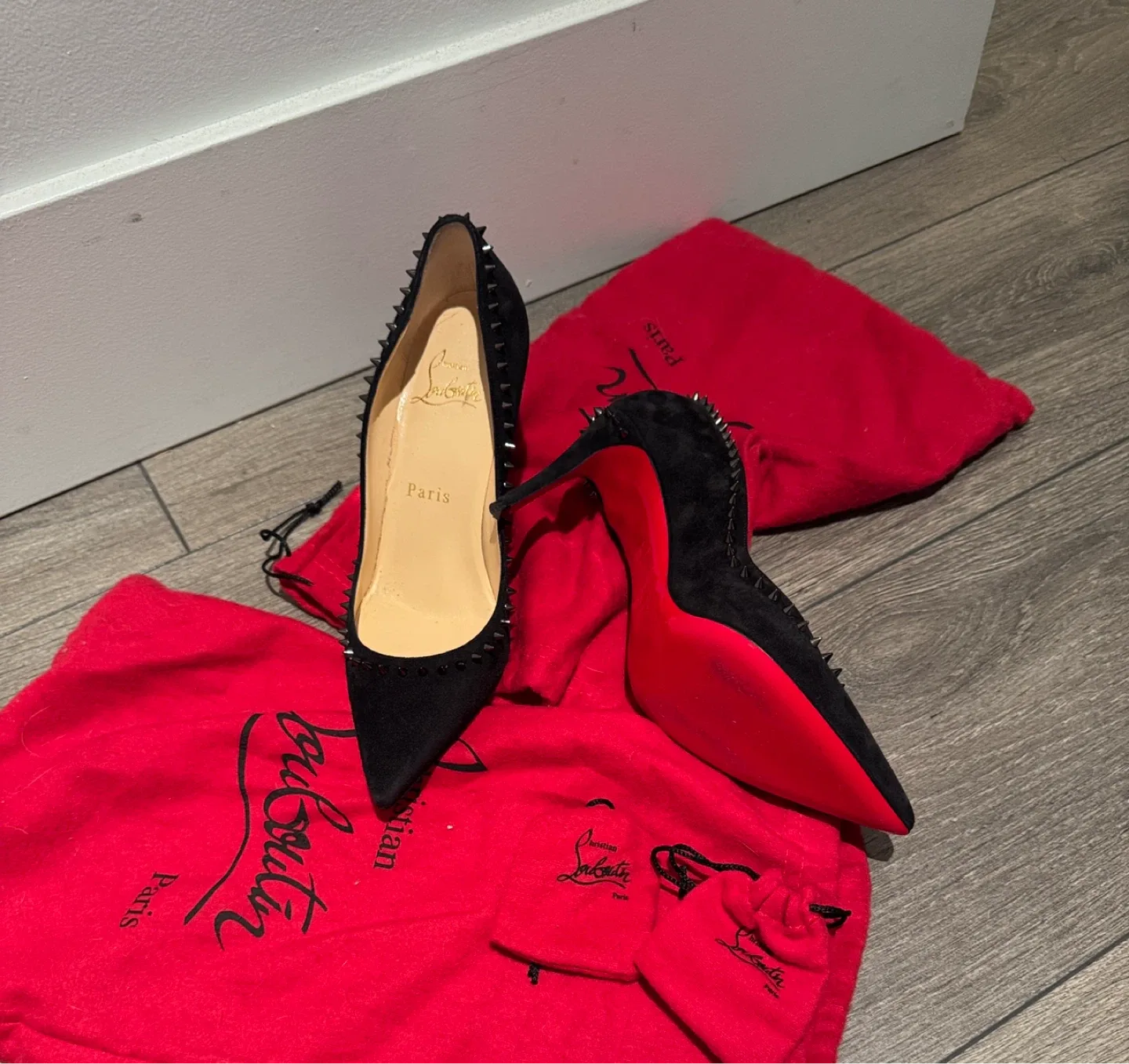 Christian Louboutin Black Suede Heels Size 34.5 image indicator(6)