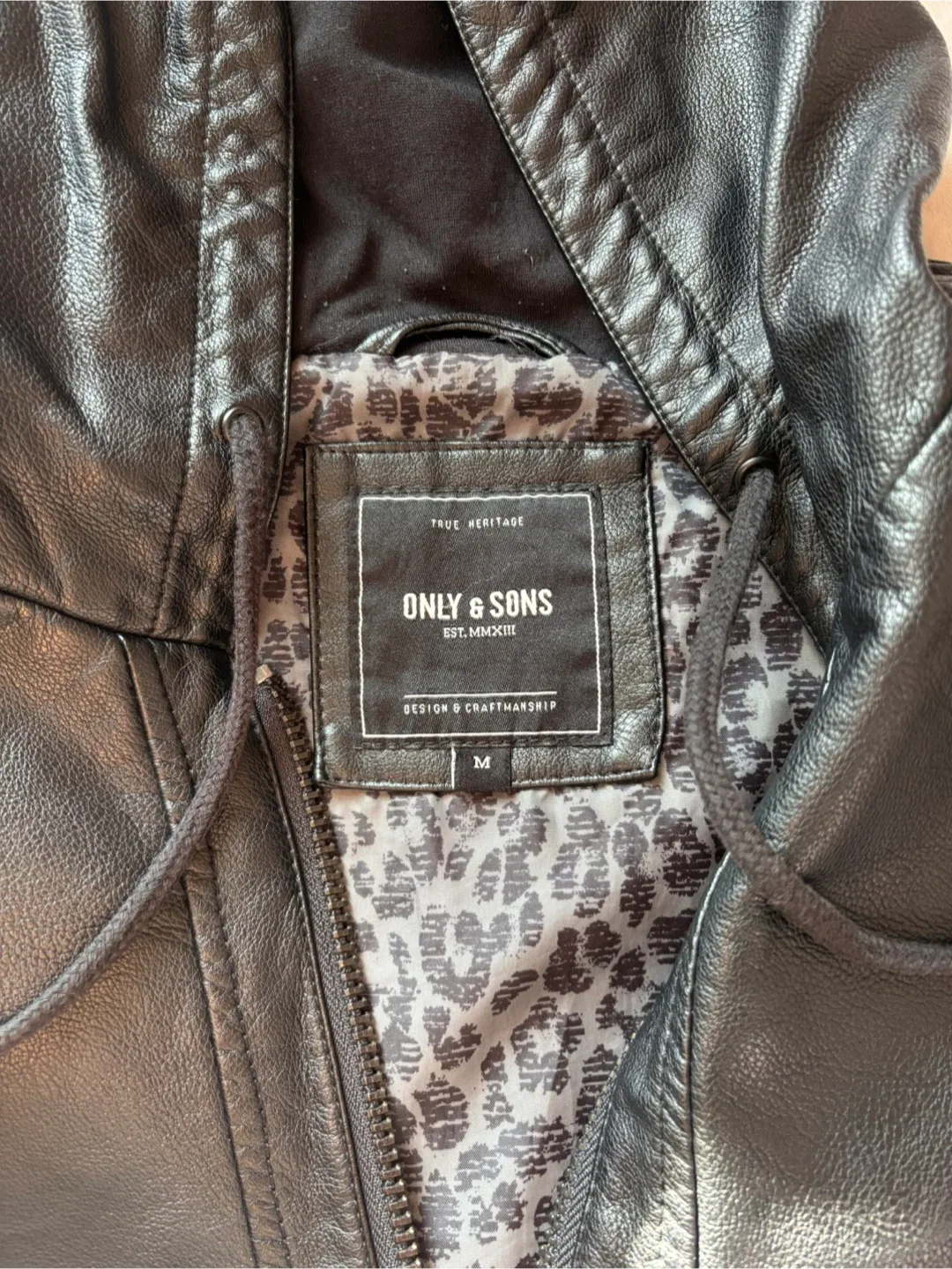 Only & Sons Black Leather Jacket - Size M image indicator(2)