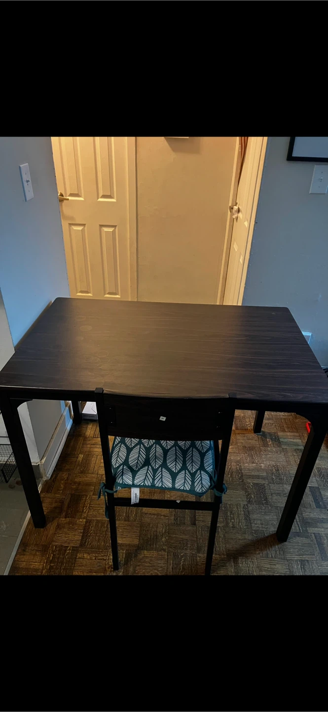 Dark Brown Dining Table with Chair - photo 2