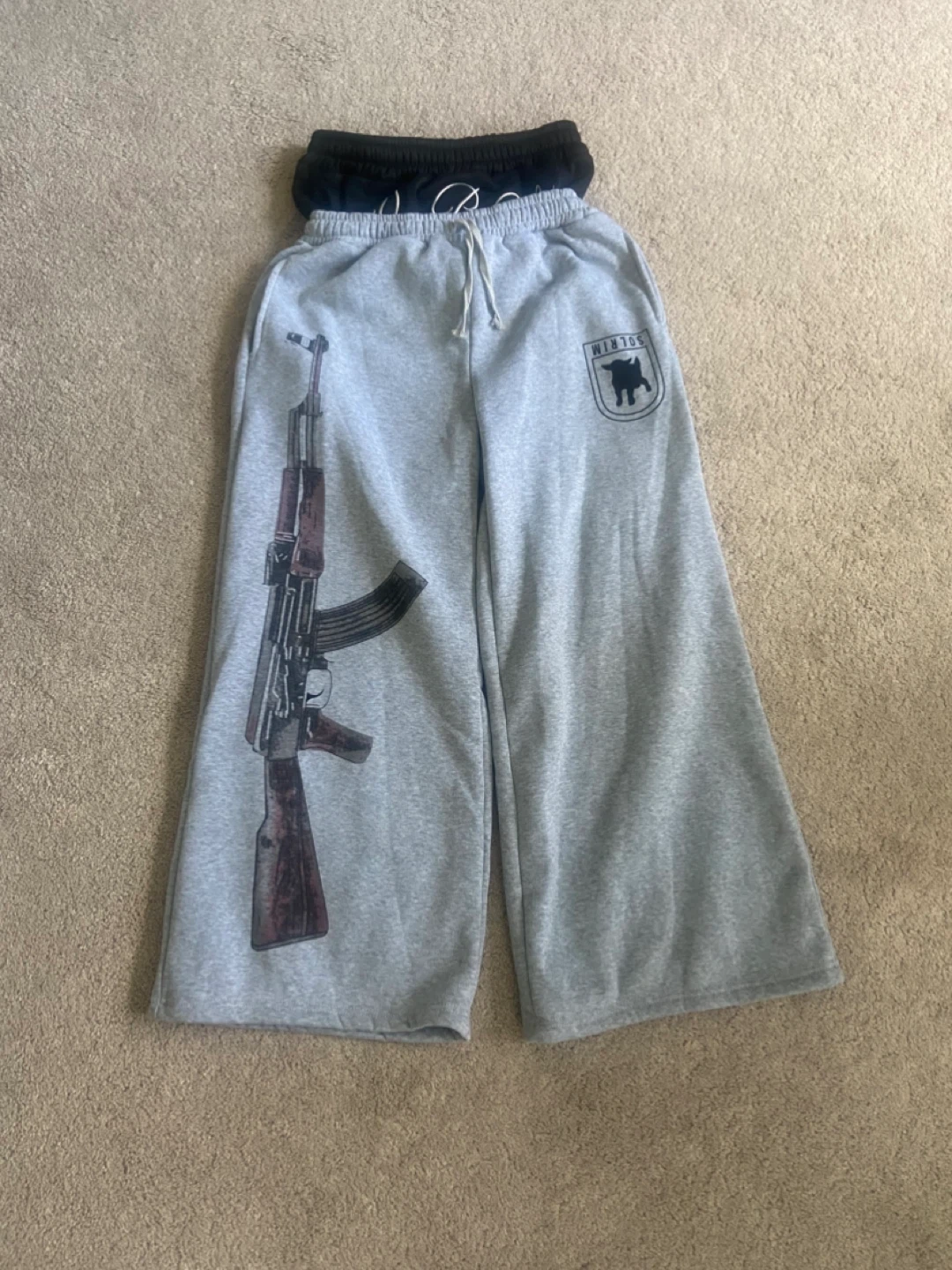 Grey Baggy Designed Pants