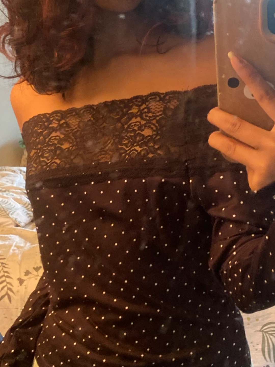 Polka Dot Top with Lace - photo 2