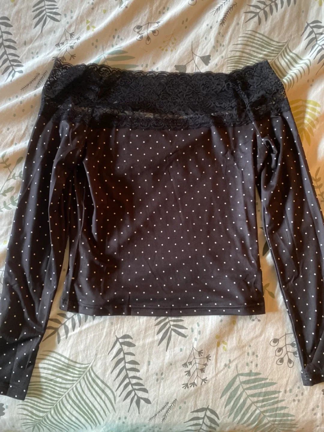 Polka Dot Top with Lace thumbnail