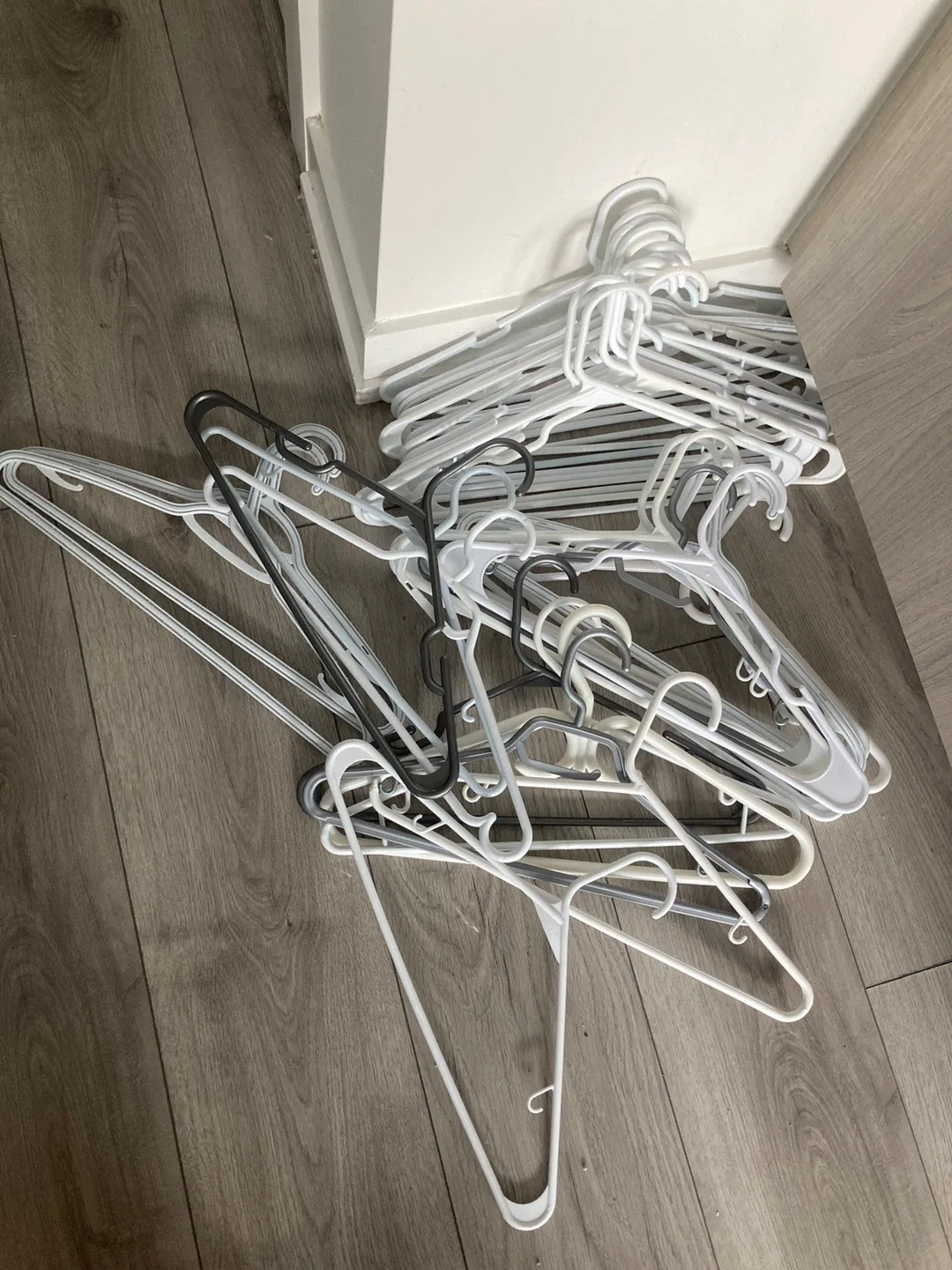 Plastic Clothes Hangers - White & Grey thumbnail