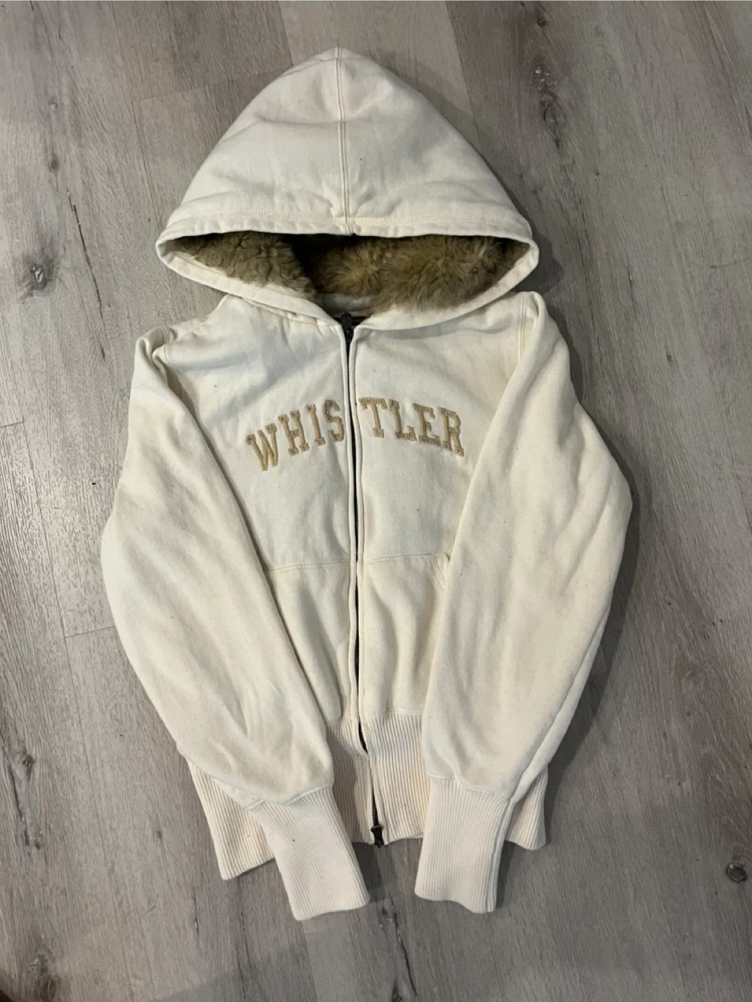 faux fur Whistler Cream Hoodie