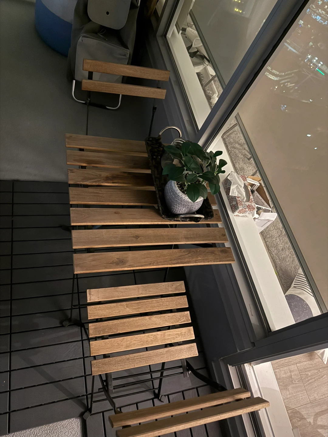 Outdoor Patio 2-Seater Table & Chairs Set – Modern Wood & Metal - photo 3
