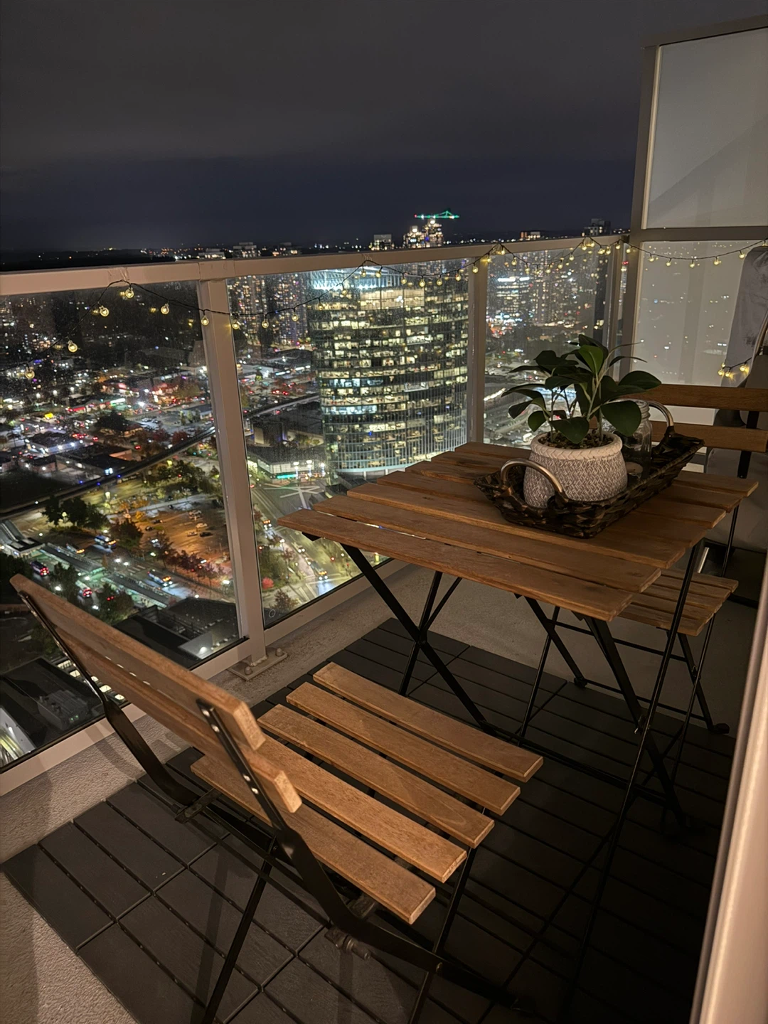 Outdoor Patio 2-Seater Table & Chairs Set – Modern Wood & Metal